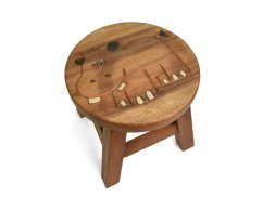 Stolička dřevěná dekor hroch - II. jakost