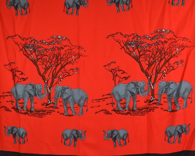 Sarong - Pareo REN, sloni, červená