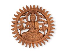Závěsná dřevěná dekorace Buddha - Vitarka Mudra - 20 cm