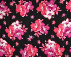 Sarong - Pareo REN, Hibis, černý, růžový květ, var. A, II. jak.