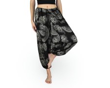 Harémové kalhoty aladin MAERA, černá, květiny, II. jak