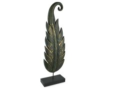 Dřevěná dekorace Twisted Leaf zelená pravá - střední