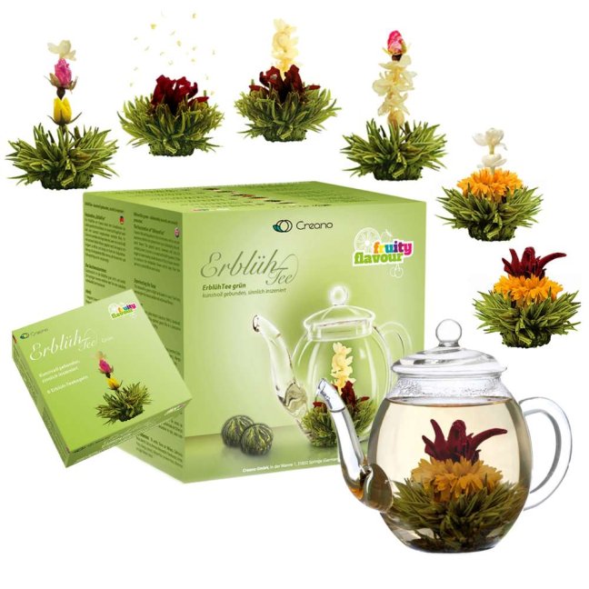 Dárkový set Creano Green Tea - skleněná konvice a 6 ks čaje