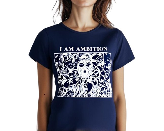 Dámské triko I AM AMBITION, bavlna, tmavě modrá - Velikost: M