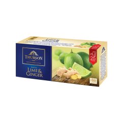 Černý aromatizovaný čaj Thurson Lime & Ginger (25 sáčků) 50 g