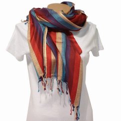 Šátek viskóza 200cm x 70cm pruhy multicolor AF