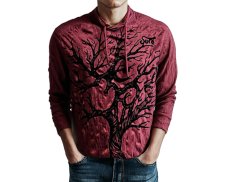 Triko dlouhý rukáv ÓM strom, vínové