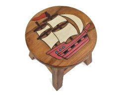 Stolička dřevěná dekor plachetnice