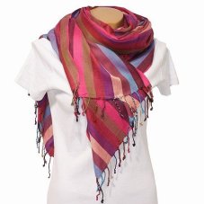 Šátek viskóza 200cm x 70cm pruhy multicolor AO