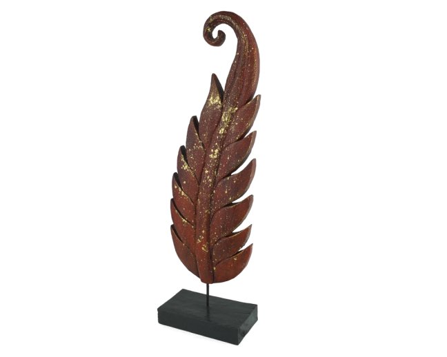 Dřevěná dekorace Twisted Leaf červená levá - střední