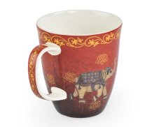 Porcelánový hrnek Nelson, červený, dekor sloni, 400 ml