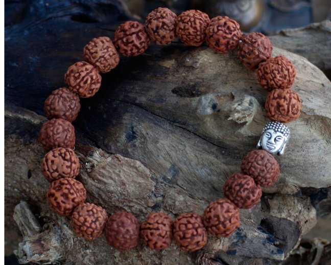 Japa Mala Rudraksha náramek hnědý