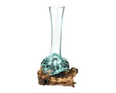 Skleněná váza na dřevě - velká - var. D