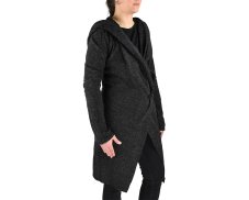 Kardigan JUNTA, kapuce s ozdobou, černé žíhání