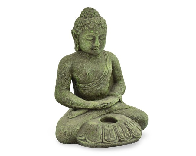 Betonová socha Buddha, meditace, čajová svíčka, zelená 30 cm, II. jakost
