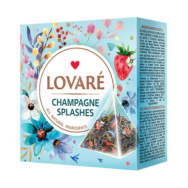 Černý a zelený aromatizovaný čaj Lovaré Champagne Splashes (15 pyramid) 30 g