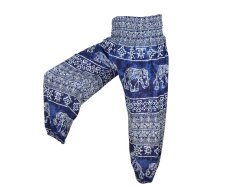 Kalhoty Joga WASTE, modré, sloni a ornamenty