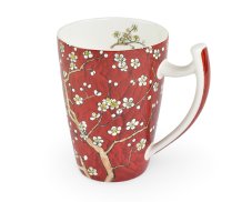 Porcelánový hrnek Tara, červený, dekor květů, 500 ml