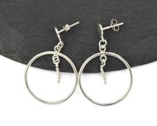 Stříbrné náušnice visací - Kruhy