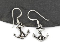 Stříbrné náušnice visací - Kotva