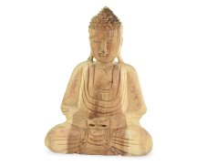 Dřevěná soška Buddha 25 cm světlá - Dhyana Mudra - meditace - II. jakost