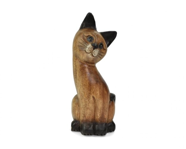 Dřevěná dekorace Kočka - pohled doprava 26 cm