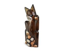 Dřevěná kočička s balónem B 26 cm