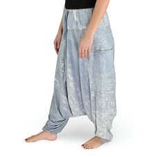 Harémové kalhoty aladin LISA 2.0, světle modrá, pruhy, batika