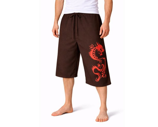 Kalhoty Nippon krátké, bavlna, hnědá, dragon power
