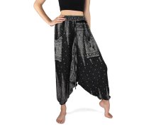 Harémové kalhoty aladin MAERA, černé, paví oka,pruh vlevo, II. jak