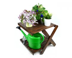Dřevěný odkládací stolek Stack Double tmavý 44 cm