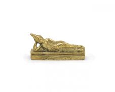 Figurka ležící Buddha, mosaz, 3 cm