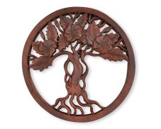 Závěsná dřevěná dekorace Strom života tmavá - 30 cm - var. B