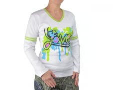 Dámské triko s dlouhým rukávem BE LOVED, zeleno-bílé