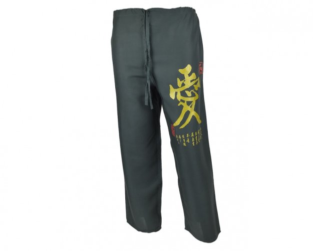 Kalhoty Nippon dlouhé, bavlna, šedé, láska