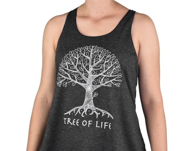 Dámské tílko YOGEE, tmavě šedé, strom života
