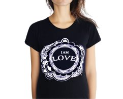 Dámské triko I AM LOVE, bavlna, černá, L