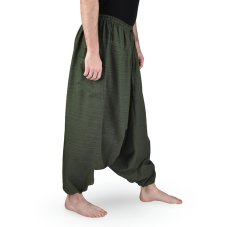 Harémové kalhoty aladin LIN, tmavě zelená, II. jakost