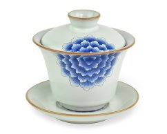 Porcelánový zhong/gaiwan Blue Flower, světlý, modrý květ, 160 ml