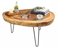 Dřevěný konferenční stůl se sklem 90 x 77 cm