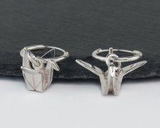 Stříbrné náušnice kroužek - Origami Crane
