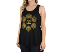 Dámské tílko YOGEE, černé, zlatý ÓM