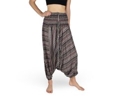 Harémové kalhoty aladin NATSU, proužky, hnědá, se šňůrkou