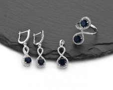 Stříbrná souprava Nekonečno, tmavě modrá, vel. 7