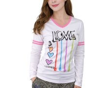 Dámské triko s dlouhým rukávem BE LOVED, růžovo-bílé