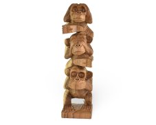 Dřevěná soška Tři moudré opice 30 cm - dvoubarevná