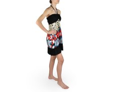 Dámské šaty KOMAL s kanýrem, černé, květy