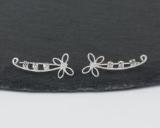 Stříbrné náušnice Mašle se zirkony