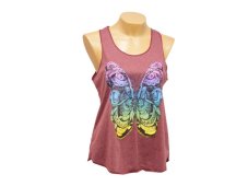 Dámské tílko Yoga, polyester, vínové, barevný motýl