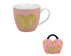 Hrnek Velké srdce, růžový 400 ml, II. jakost